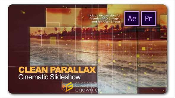 多方格图形滑动过渡现代视觉效果出色视频幻灯片动画制作-AE与PR模板