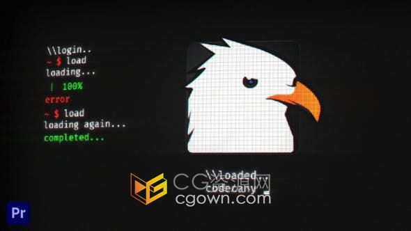 PR模板-失真垃圾噪音故障抽象扭曲效果复古旧屏幕老式计算机终端电影标志动画