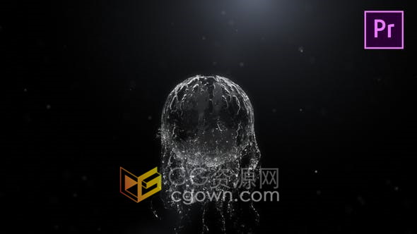 Premiere制作液体球形流水飞溅水花演绎LOGO片头视频-PR模板
