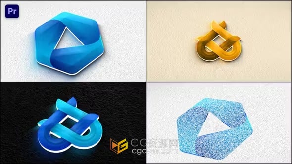 噪点效果3D挤压LOGO动画视频效果PR模板
