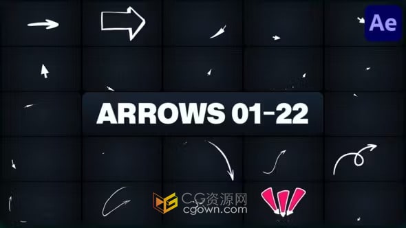 艺术动画箭头趣味电脑鼠标移动光标元素-AE与PR模板