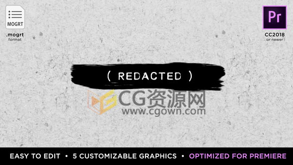 Premiere预设墨水笔刷动画效果字幕条文字标题工程-PR模板下载