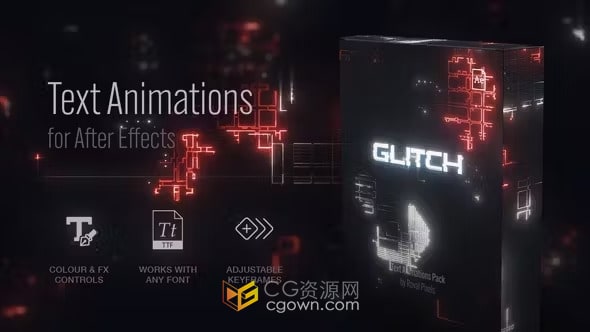 毛刺故障效果32个文本动画预设-AE与PR模板