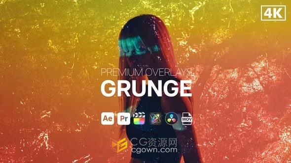Premium Overlays Grunge高级感灰尘颗粒元素叠加-AE与PR模板