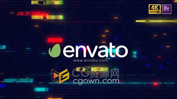 PR模板-抽象混乱数字失真RBG技术故障标志片头