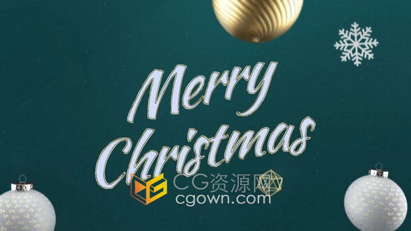 PR模板-雪花优雅圣诞装饰品动画效果制作简单节日祝福标语LOGO动画