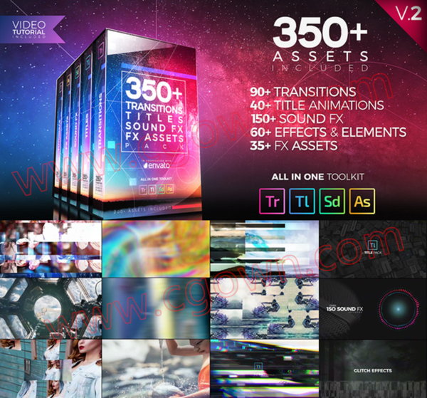 Premiere工程文件视频转场特效元素文字标题动画音效素材-PR模板