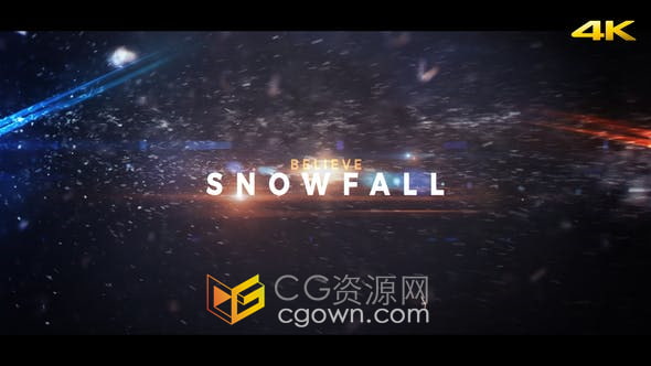 PR模板-粒子雪花标题动作电影体育赛事4K超高清预告片