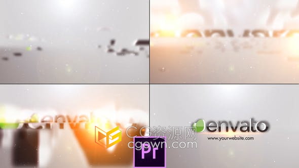 PR模板-简单实用切片碎片形式汇聚大气标志光效掠过LOGO动画