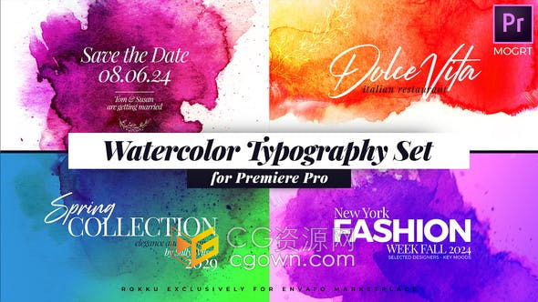 PR模板-生动美丽油漆水彩墨水晕染液体飞溅婚礼介绍浪漫标题