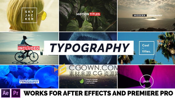 30组创意字幕动画效果动态视频文字标题排版设计PR预设-AE模板下载