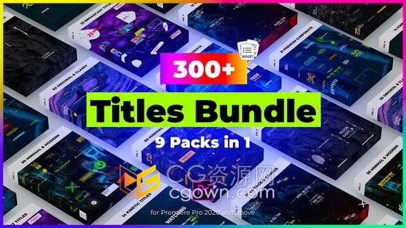 306个高质量动画MOGRT标题9种不同风格TikTok抖音社交媒体工具包-PR预设