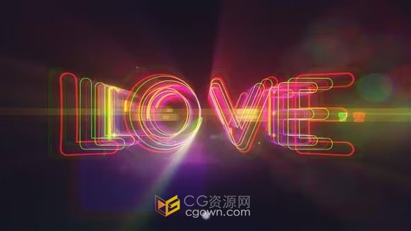 发光的彩色线条勾勒并显示标题文本和企业LOGO动画-PR模板