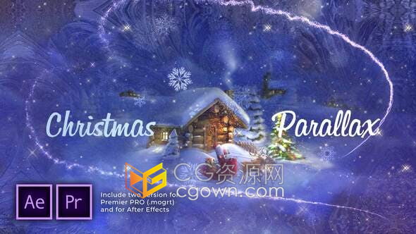 Christmas Parallax Slideshow创意梦幻魔术回忆圣诞节快乐相册视频-AE与PR模板