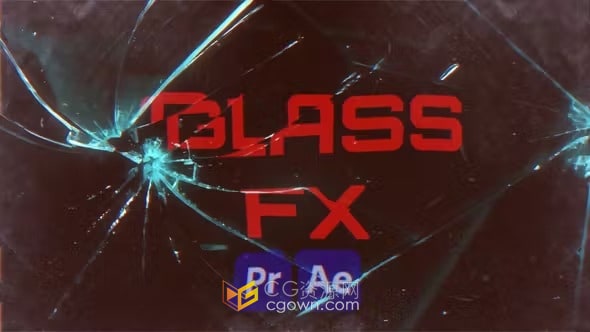 玻璃破碎裂缝击穿打碎效果元素叠加-AE与PR模板
