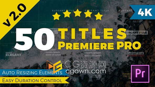 50种适合纪录片作品旅行广告视频电影摄影风格标题动画-PR预设