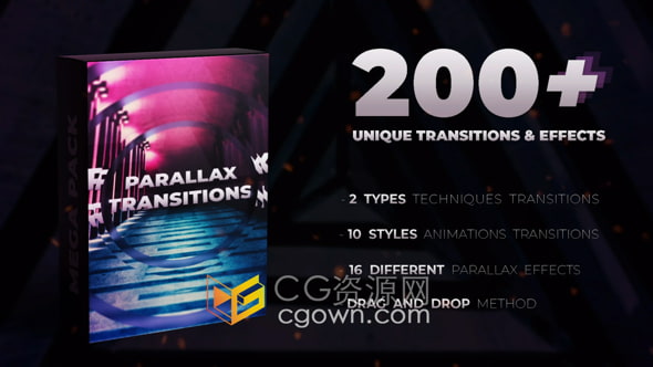PR预设- 16种不同的形状样式超过200种视差风格过渡和效果