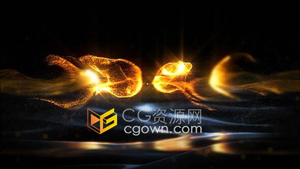 闪耀轻盈金色粒子波浪状游动融合揭示魅力标志LOGO动画-PR模板