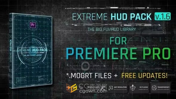 未来图形科技感信息元素动画Extreme HUD Pack-PR模板
