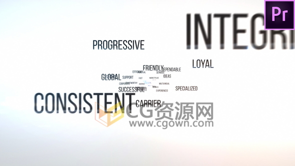 Premiere基本图形引用文字汇聚动画明亮公司视频广告-PR模板下载