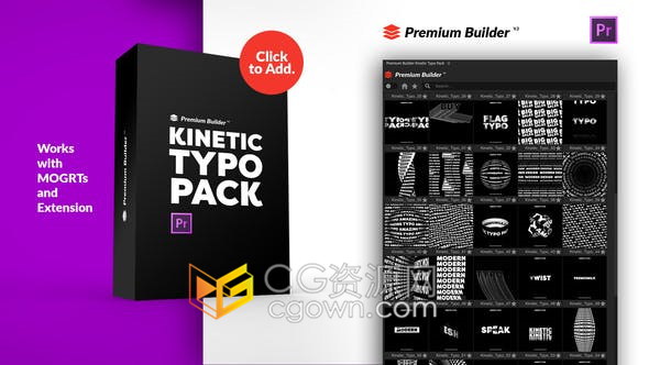 PR脚本Premium Builder扩展130种创意文字标题排版动画Kinetic Typo Pack预设包