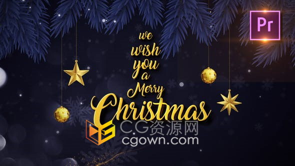 现代大气简约圣诞新年节日祝福问候电子贺卡-PR预设