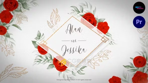 水彩花卉婚礼请柬明亮优雅晚会活动开场视频-PR模板