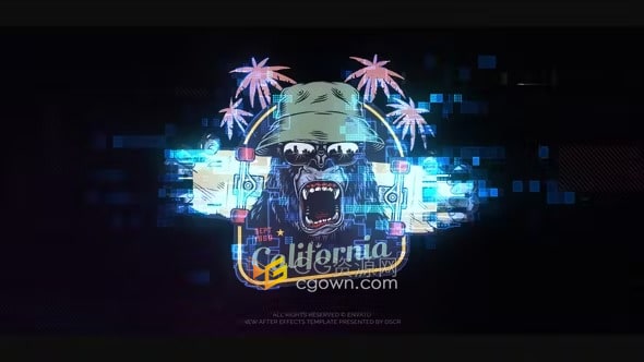 PR模板-抽象能量漩涡闪电爆炸蘑菇云动画科幻游戏标志LOGO片头