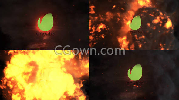 火焰燃烧爆炸烟雾特效动画LOGO片头制作工程-PR模板下载