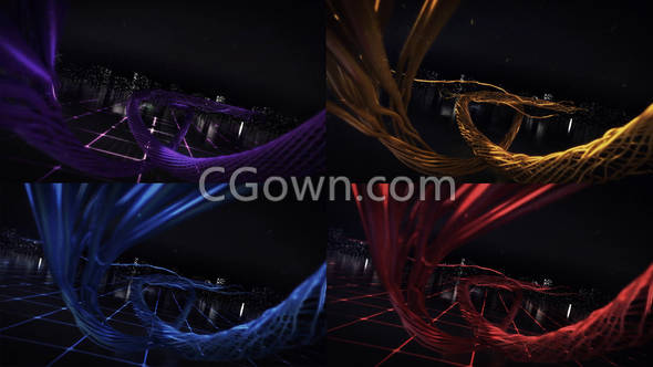 科技感三维线条生长抽象丝带LOGO标志片头视频制作-PR模板下载