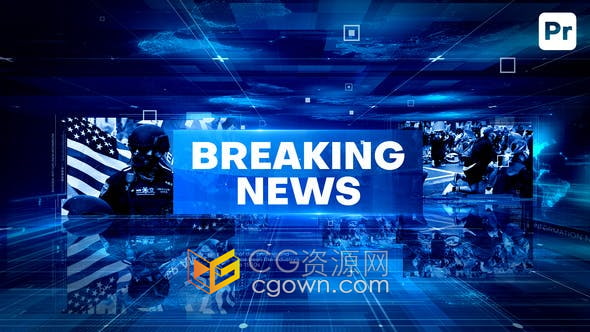 PR模板-深蓝三维空间感政治经济军事科技新闻频道包装资讯栏目片头