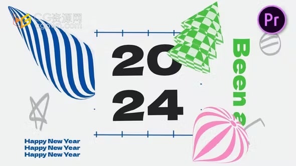 PR模板-色彩缤纷大字体3D图形元素欢乐圣诞节新年派对开场白