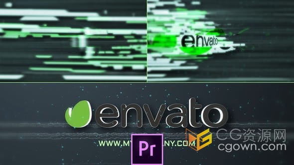 PR模板-3D快速故障畸变扭曲效果高科技数字标识LOGO动画