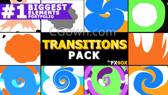 20组2d卡通fx动画效果幻灯片过渡视频转场效果预设-PR模板下载