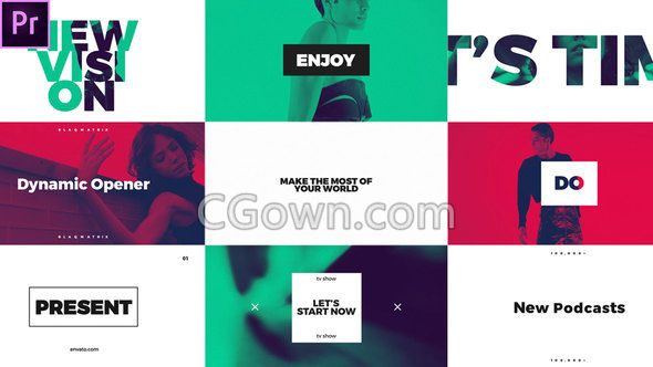 PR预设工程动感开场片头23组标题字幕动画视频效果-Premiere模板下载