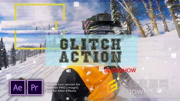 故障动作幻灯片冒险旅行极限运动体育健身动态介绍宣传视频-AE模板/PR预设