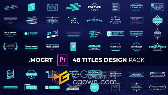 PR预设-48个工业风文本框字幕条标题文字设计动画