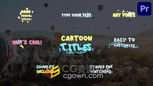 卡通可爱风格彩色文本动画液态标题版式过渡效果-PR预设