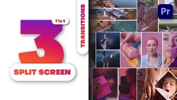 多屏切换分屏转场过渡元素-PR模板