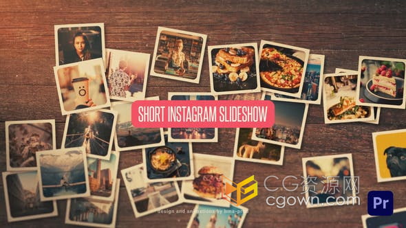 PR模板-拍立得照片堆叠到桌面展示简单短视频相册