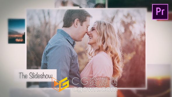 3D幻灯片优雅展示照片动画情人节婚礼相册视频效果制作-PR模板