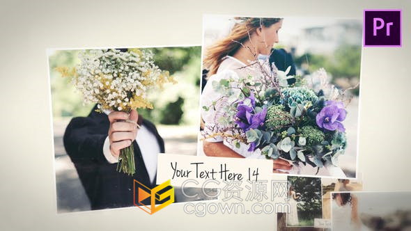 美丽回忆幻灯片展示照片动画婚礼情人节视频相册-PR模板