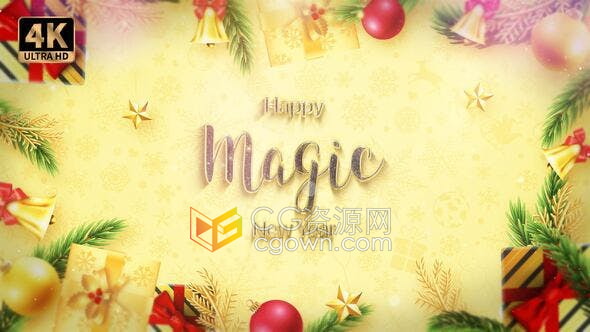 PR模板-美丽节日装饰品动画圣诞新年标志展示祝福贺卡