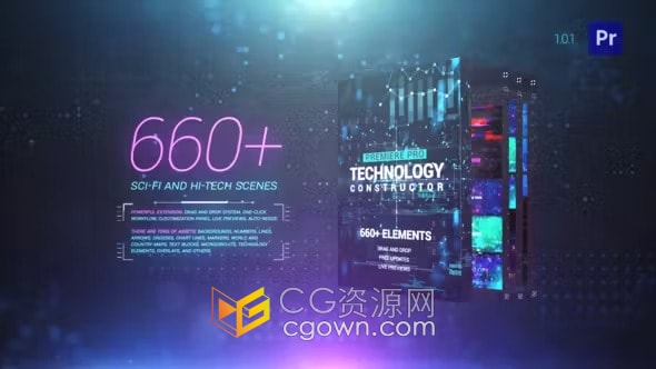 PR脚本预设包660种高科技HUD信息图形UI界面场景元素动画特效效果