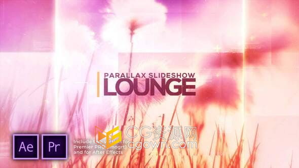 Lounge Parallax Slideshow视差幻灯片介绍图文动画宣传片视频-AE与PR模板