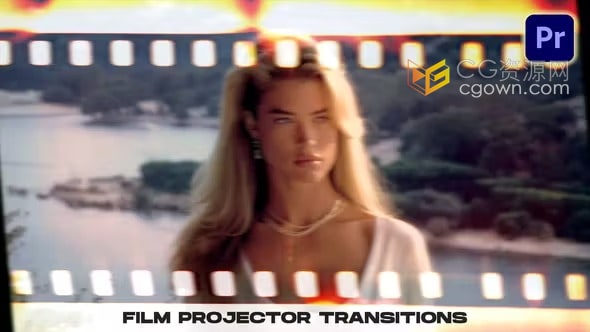 PR模板-16组复古漏光电影胶片转场Film Projector Transitions VOL. 2