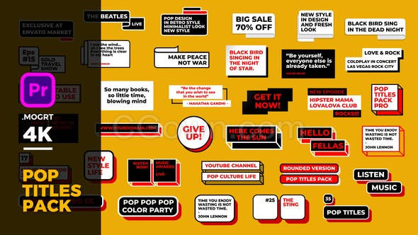 挤压翻转折叠纸张复古丝带流行彩色动态文字标题字幕动画-PR预设下载