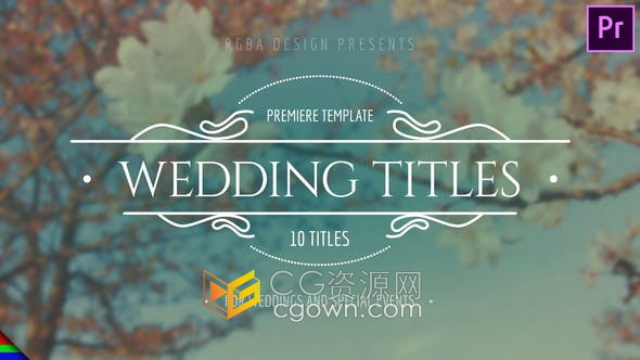 Premiere Wedding Titles花卉样式徽章浪漫情人婚礼文字标题-PR模板