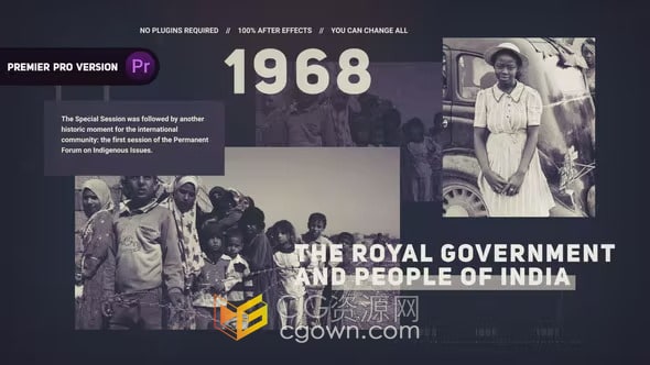 PR模板-真实故事电影战争回忆纪录片历史时间线复古照片相册