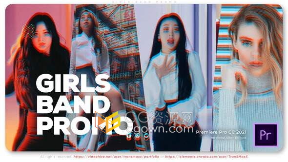 女子乐队组合宣传片舞蹈节目时尚视频片头-PR模板